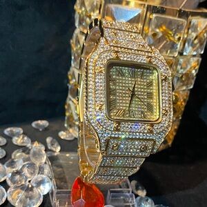 Gold lab Diamond-Encrusted Watch